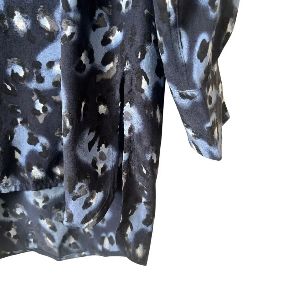 NWT Equipment Melodie Peacoat Blue Leopard Print Silk Tunic XS Reg. $278